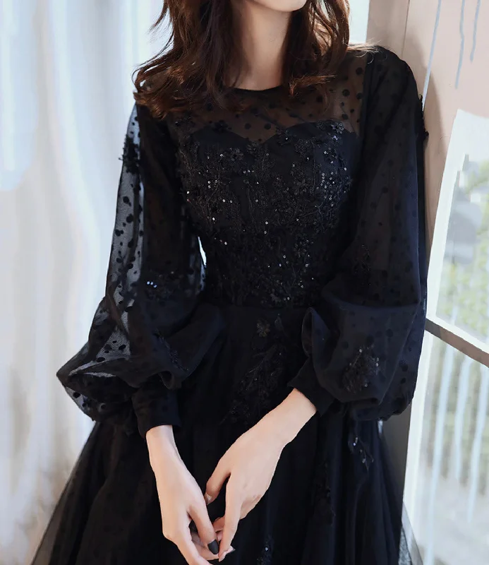 Women's Activewear Outfit Black lace long prom dress A line evening gown  10277