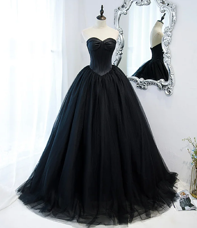 Women's Professional Outfit Black stylish and elegant long tulle floor-length ball gown evening dress 10152