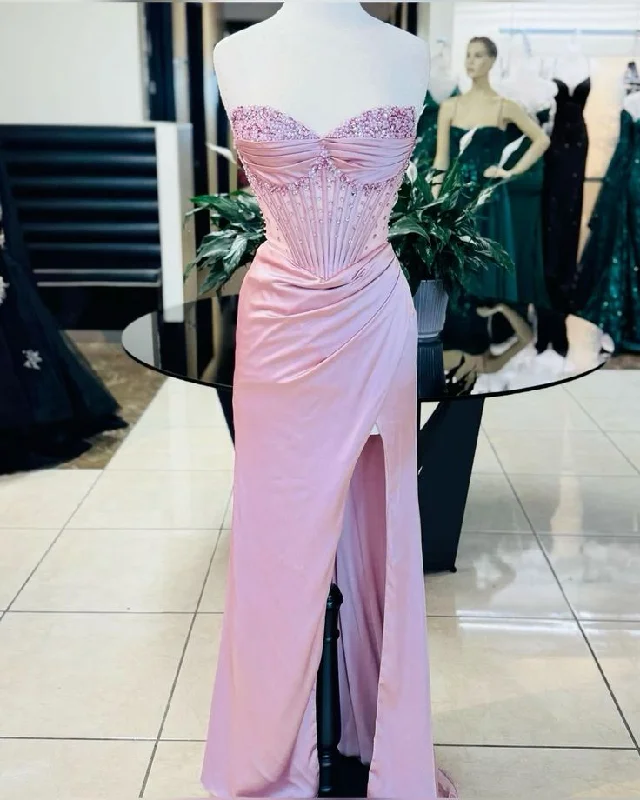 Women's Outdoor Attire Pink/green Gorgeous Shiny Exquisite Beaded Long Slit Elegant Sexy Ball Gown Evening Dress Party Dress gh3231