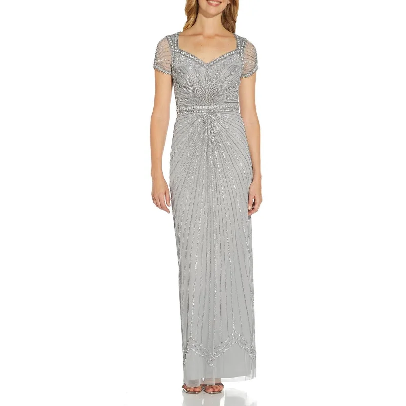 Fashion-forward Women's Wear Adrianna Papell Women's Beaded Cut Out V-Neck Column Gown