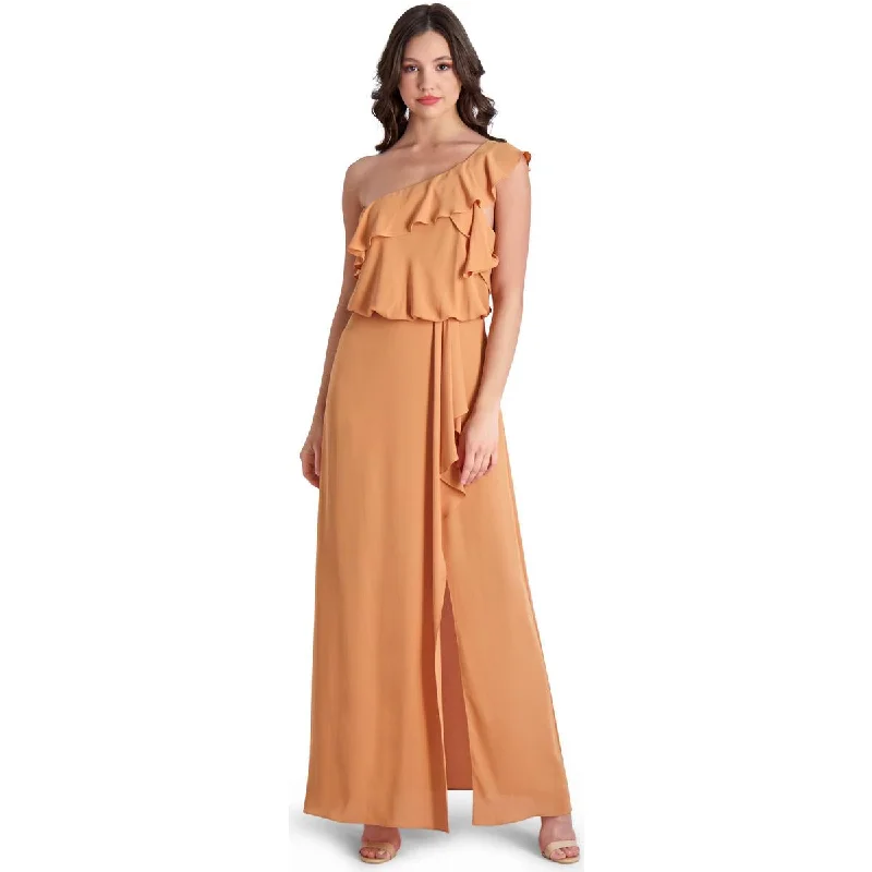 Latest Fashion for Women BCBGMAXAZRIA Dahlia Women’s Ruffled One Shoulder Front Slit Gown