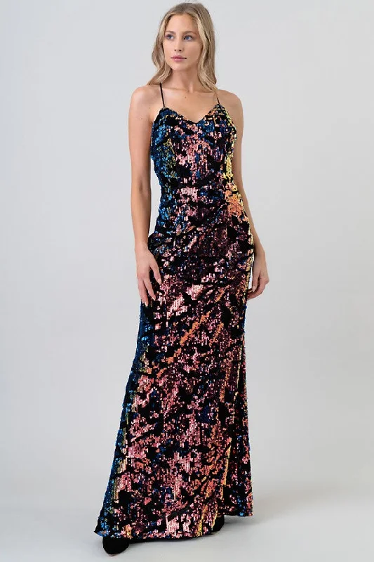 Modern Women's Fashion with Vintage Touches Minuet Sequin Party Gown