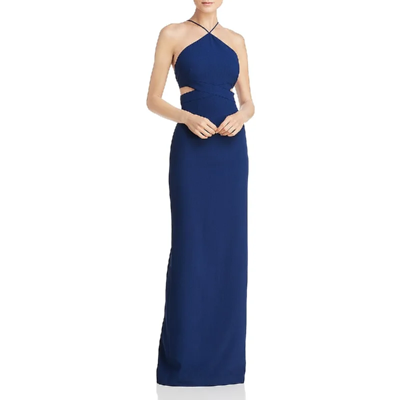 Timeless Women's Fashion Styles Aidan by Aidan Mattox Women's Cut-Out Full Length Halter Gown