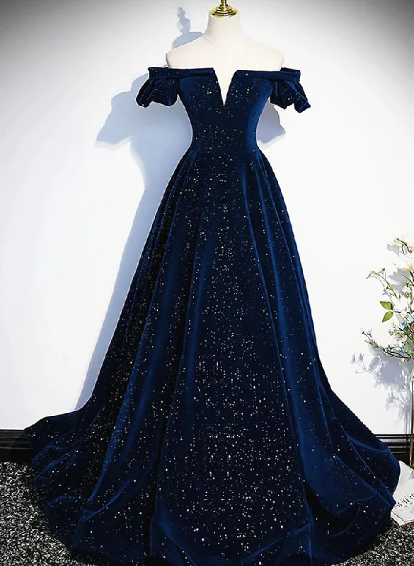 Women's Chic Outerwear Attire Dark blue/burgundy shiny elegant long velvet ball gown formal evening dress gh3211