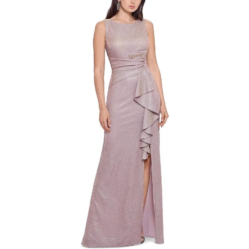 Seasonal Women's Fashion Trends Betsy & Adam Boatneck Glitter Knit Gown