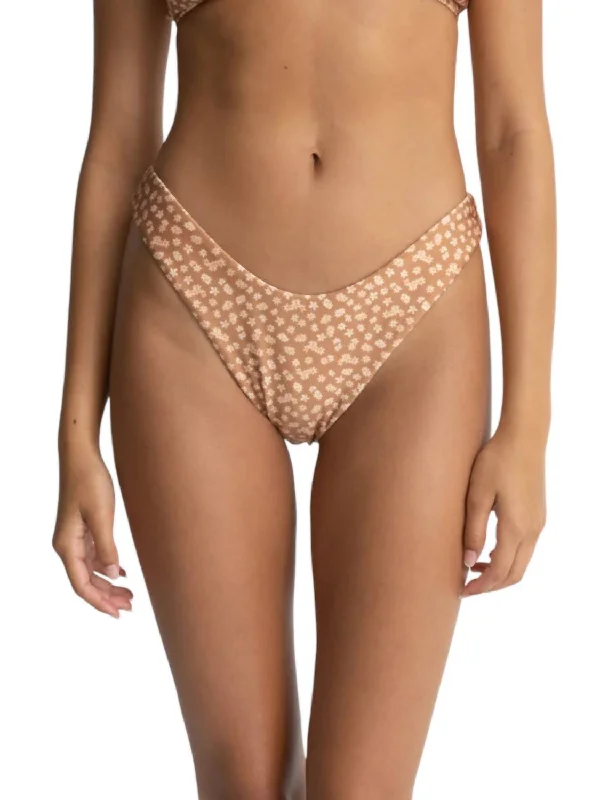 Women's Outerwear Clothing Marley Floral Hi Cut Bikini Bottom In Caramel