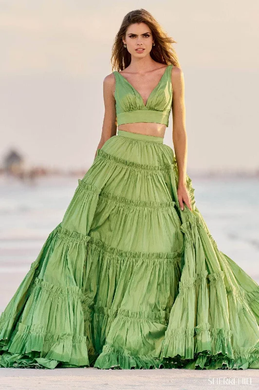 Clothes Of Woman Sherri Hill 56125 - Two-Piece Ruffle Gown