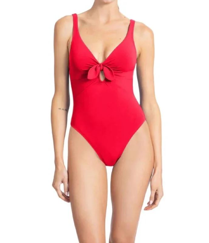 Women's Sporty Clothes Ava Knot One Piece Swimsuit In Red