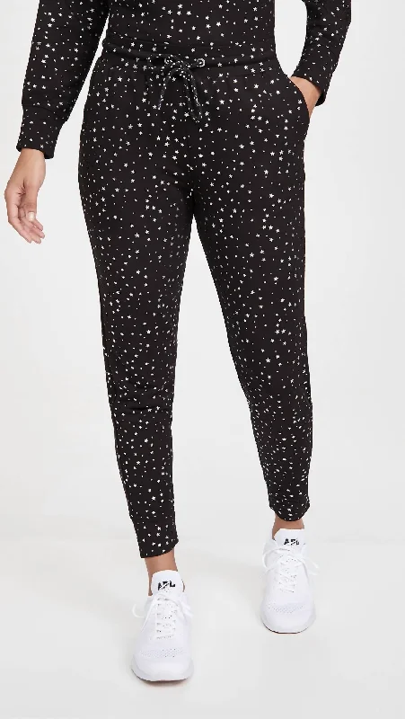 Affordable Women's Clothing Foil Printed Jogger In Black/silver Stars