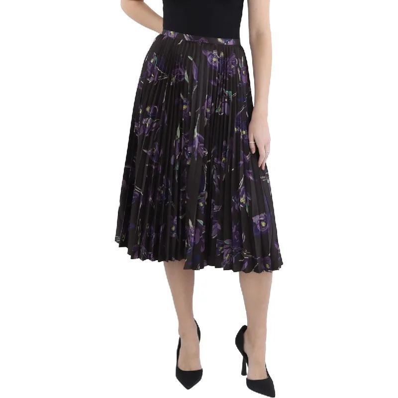 Women Clothing Petites Womens Charmeuse Shutterpleat A-Line Skirt