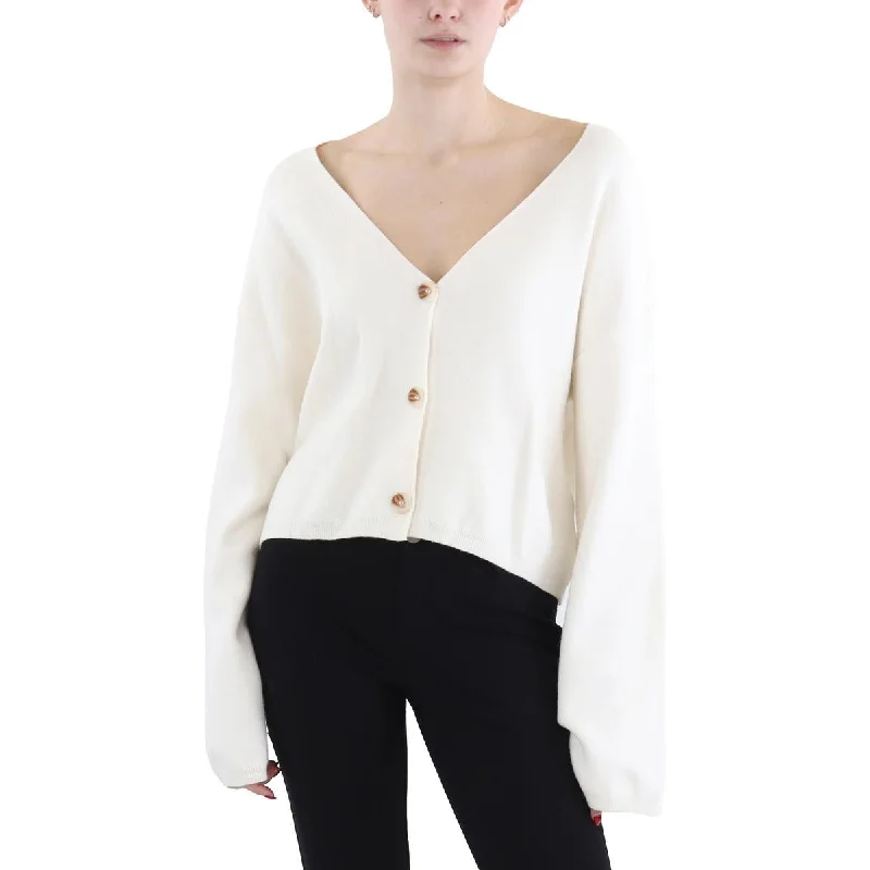 Women's Elegant Garments Womens Cropped Button Up Cardigan Sweater