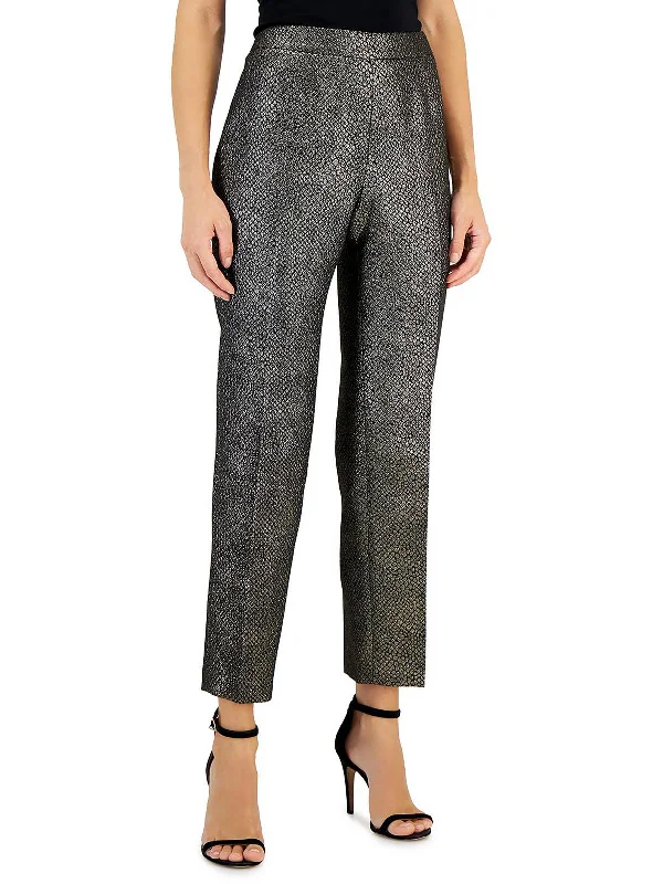 Women's Athleisure Apparel Womens Foil Cropped Ankle Pants