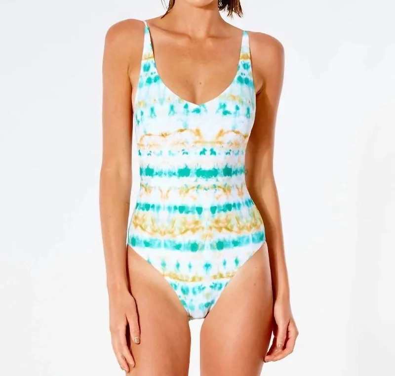 Unique Women's Fashion Pieces Summer Palm Good Coverage One Piece In Light Aqua