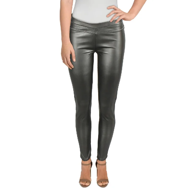 Women's Evening Wear Outfit Womens Faux Leather Mid-Rise Skinny Jeans