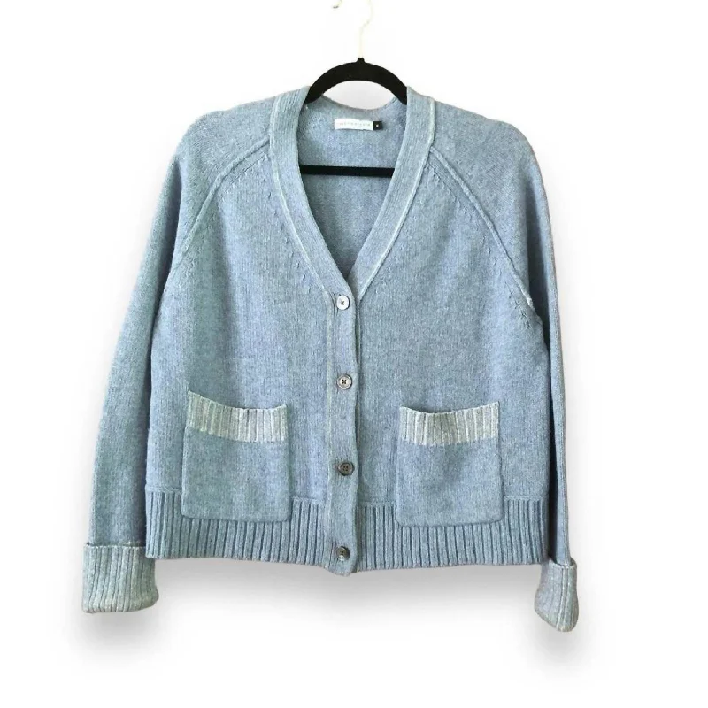 Clothes Women Women's Jean Cardigan Sweater In Blue