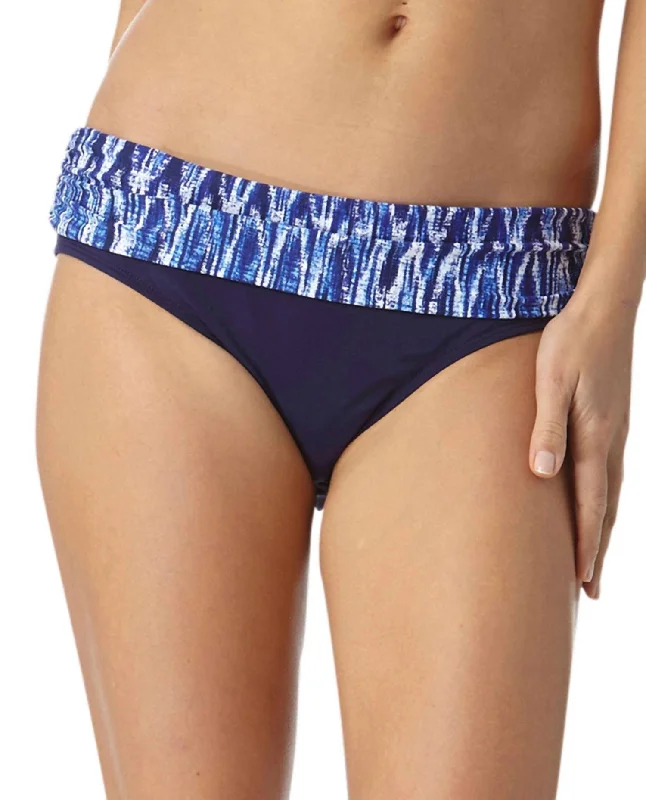 Women's Vacation Attire Women's Tide Foldover Mid-Rise Brief Swim Bottom In Indigo