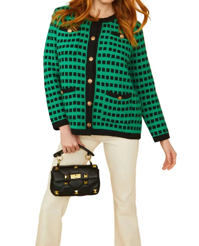 Elegant Women's Clothing Check It Cardigan In Green