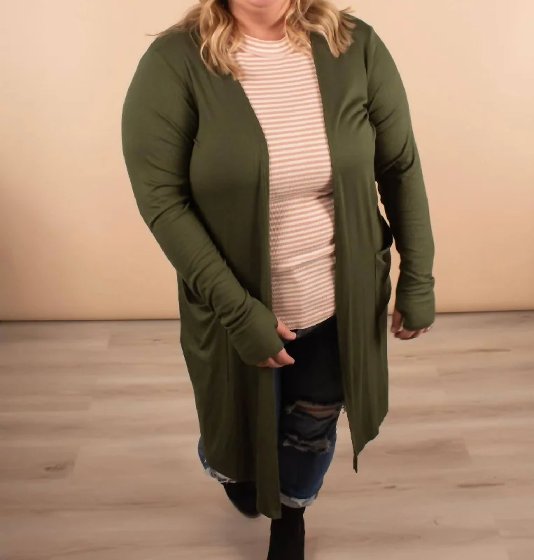 Everyday Women's Fashion Trends Aspen Ribbed Cardigan In Forest Green