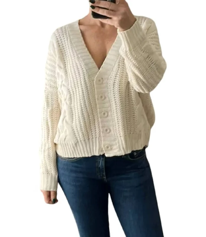 Women's Plus-Size Attire Ribbed Cardigan Sweater In Ivory White