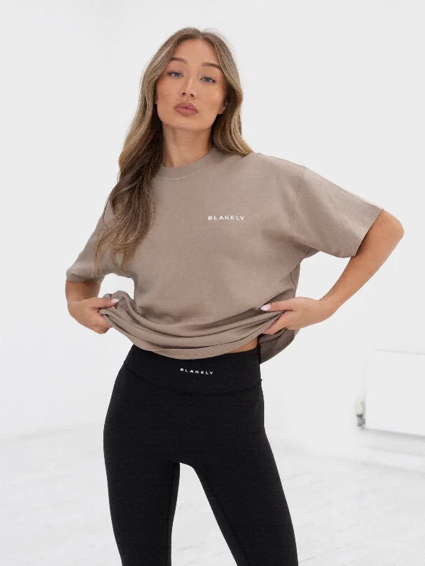 Women's High-Fashion Clothes Series Oversized T-Shirt - Washed Khaki