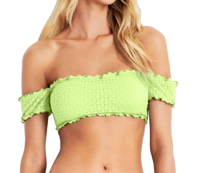 Comfy Women's Outfits for Daily Wear Off The Shoulder Bikini Top In Sea Neon Green