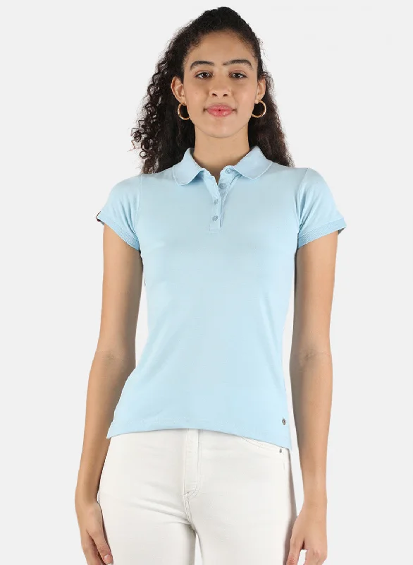 Women's Athletic Clothes Women Sky Blue Plain T-Shirt