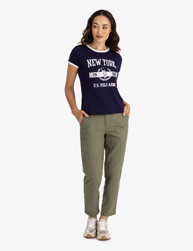 Women's Elegant Apparel NEW YORK FOIL RINGER JERSEY T-SHIRT