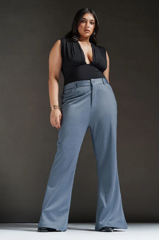 Women's Office Outfit Stellar Grey Curve Bootcut Korean Pants