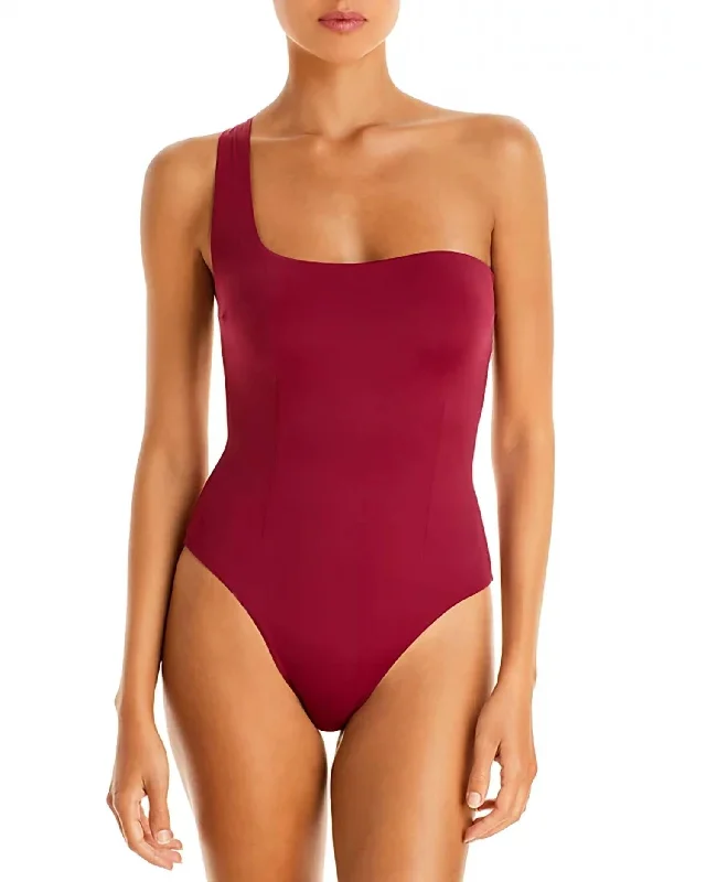 Women's Professional Clothes Sofia Asymmetric One Piece Swimsuit In Burgundy