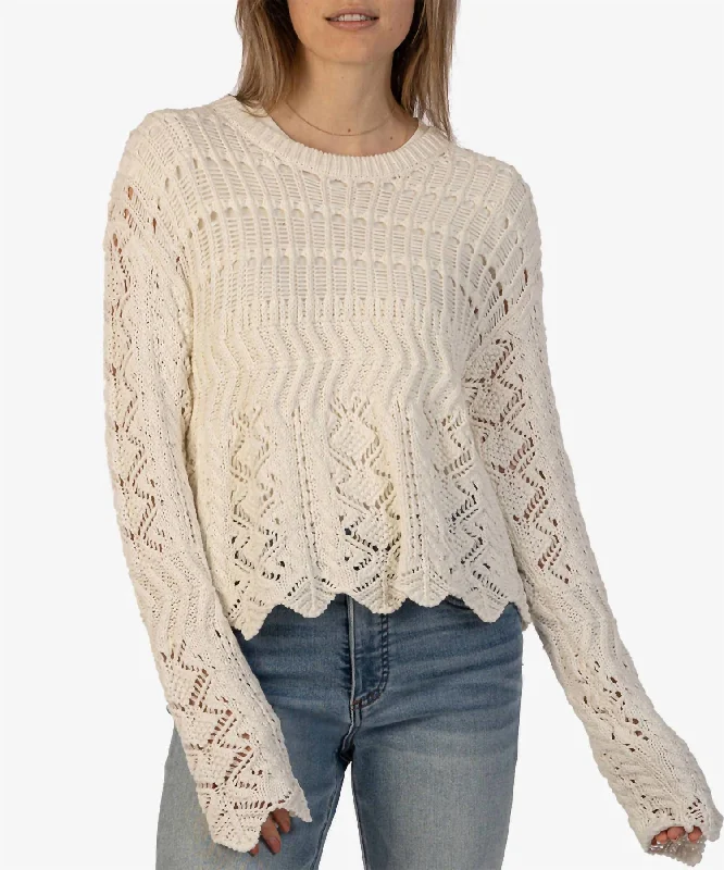 Sale For Women Malia Crochet Sweater In Ivory