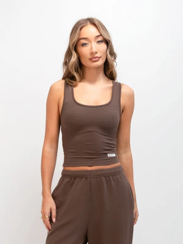 Women's Functional Outdoor Garments Soft Waffle Tank Top - Brown