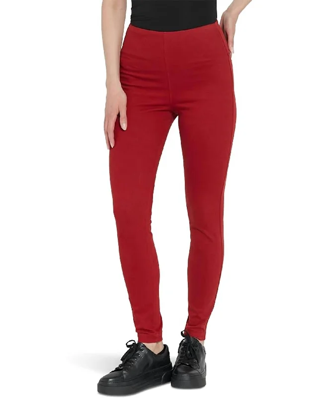 Women's Comfortable Garments Toothpick Denim Pant In Matte Red