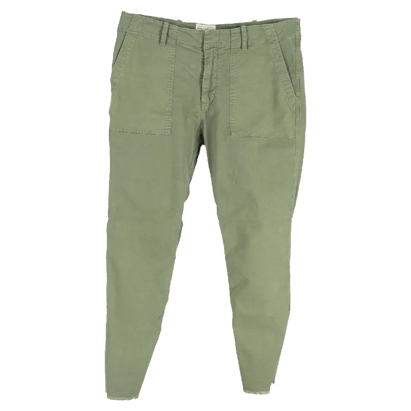 Flash Sale Online Nili Lotan Jenna Raw Hem Crop Stretch Twill Pants in Green Cotton