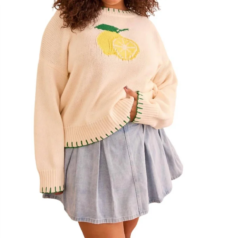 Workwear Fashion for Women Lemon Sweater In Cream