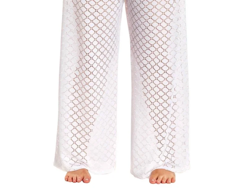 Women's Clothing Brands Plus Size Lattice Beach Cover Up Pants In White