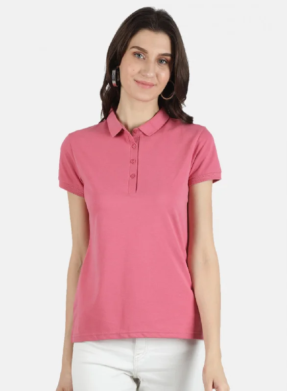 Women's Clothing Women Pink Plain T-Shirt