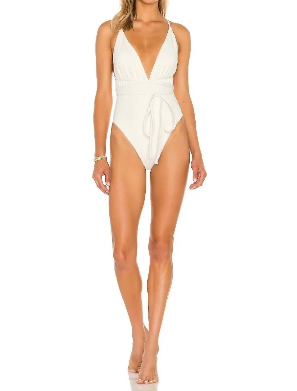 Women's Stylish Outerwear Belle Full Piece Swimsuit In Cream Crocodile