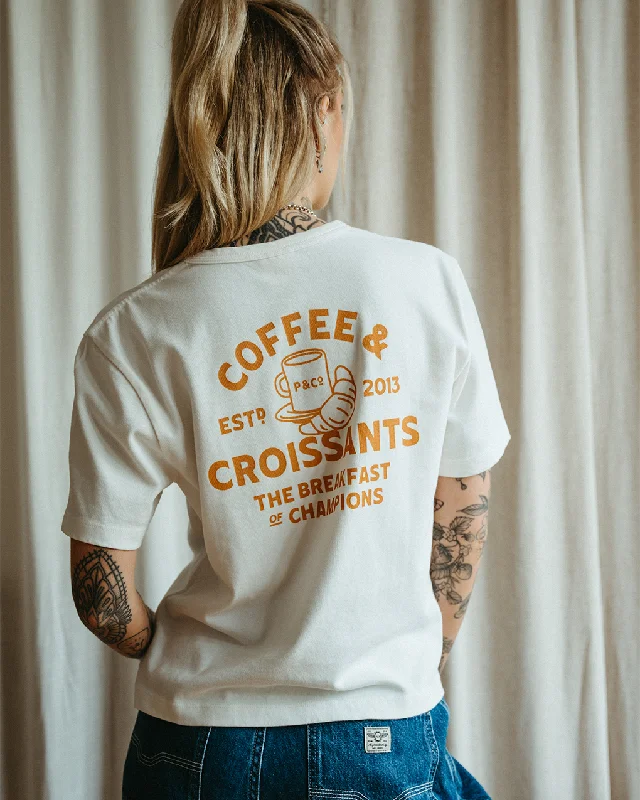 Women's Party Clothes Coffee & Croissants T-Shirt - Off White