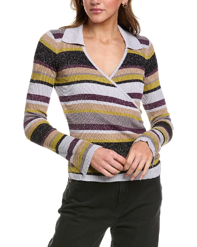 Sophisticated Women's Fashion Chaser Lurex Stripe Sweater