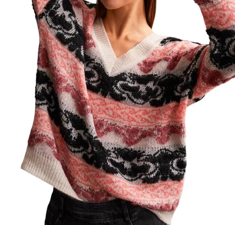 Affordable Luxury Women's Apparel Looped Yarn Sweater In Eggshell Multi