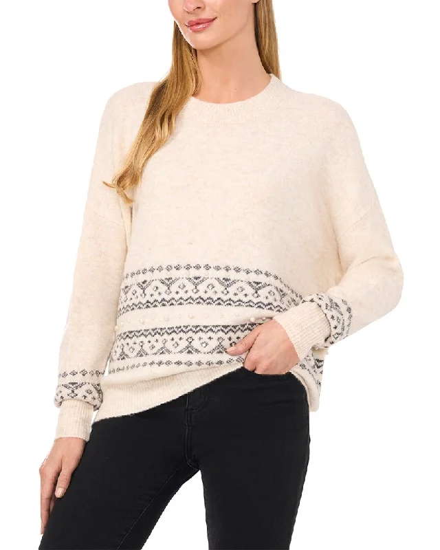 Online Boutiques Best CeCe Fairisle Pearl Stripe Pullover Sweater