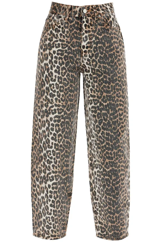 Comfy Women's Outfits for Daily Wear Ganni Women's Leopard Print Barrel Jeans