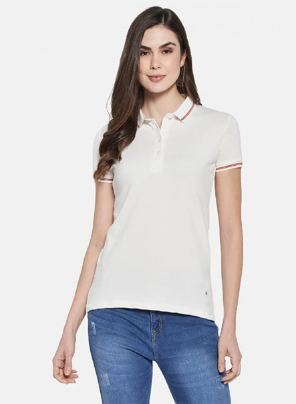 Affordable Online Boutique Womens Off White Plain T-Shirt