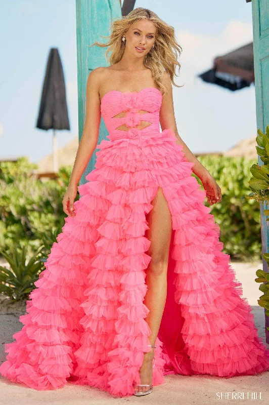 Fashion-Forward Women's Clothing Sherri Hill 56067 - Rosette Cutout Gown