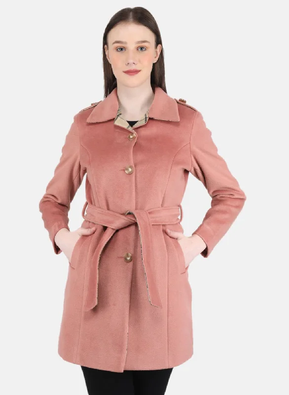 Women's Stylish Professional Apparel Women Peach Solid Coat