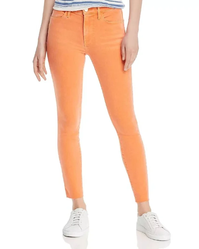 Fashion-forward Women's Clothing Le High Rise Frayed Raw Edge Skinny Jeans In Orange