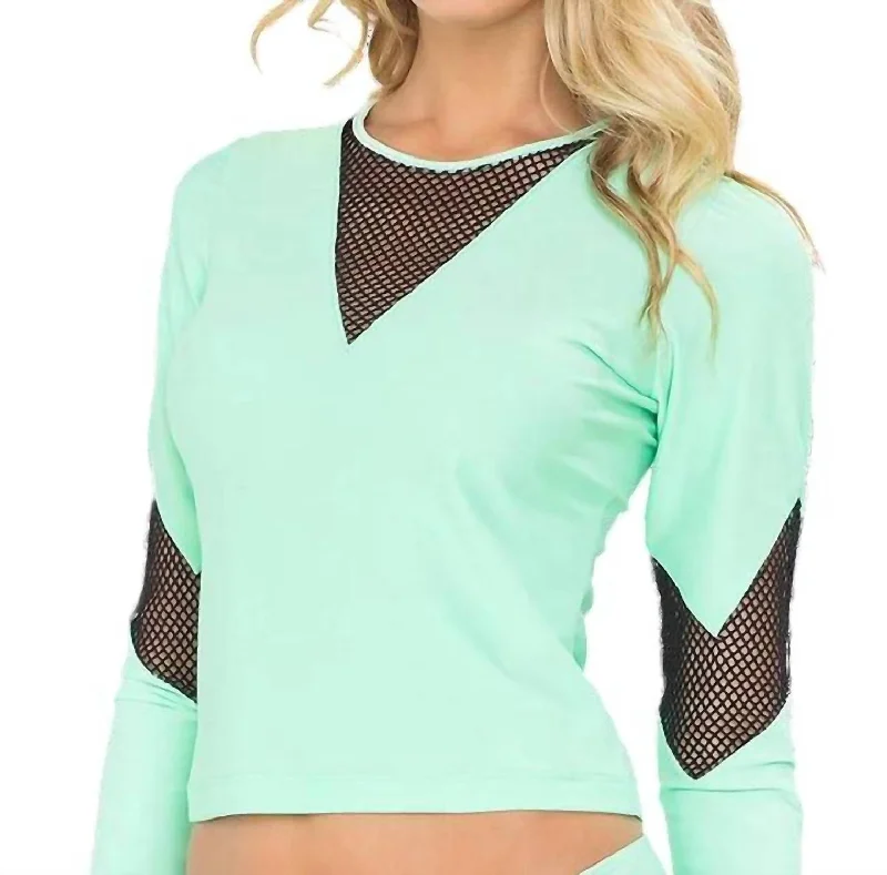 Women's Chic Outerwear Outfit For Your Eyes Only Rashguard In Mint