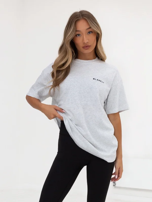 Women's Night-Out Clothes Series Oversized T-Shirt - Marl White