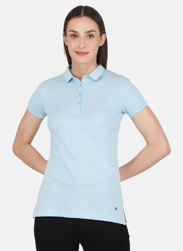 Women's Stylish Professional Garments Women Sky Blue Solid T-Shirt