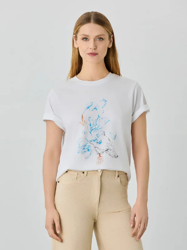 Sustainable Fashion Clothing For Women Regular Fit T-shirt In Organic Cotton With Pisces Sign